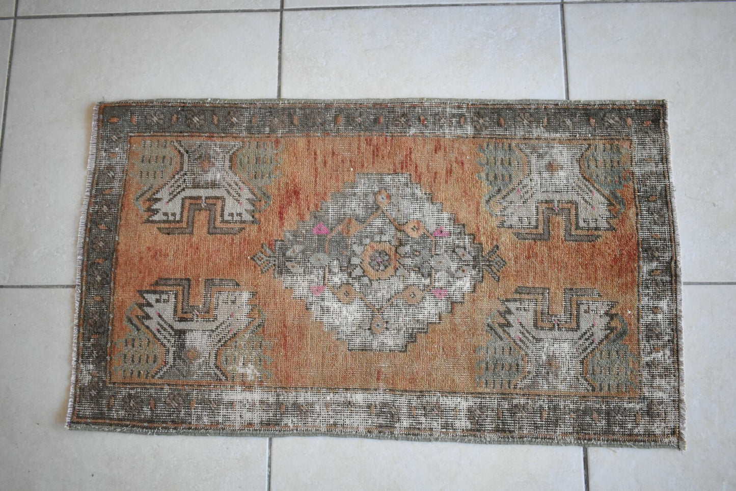 Turkish Runner 2.7x1.5 ft Runner Vintage Oushak Runner Small Faded Runner Y14