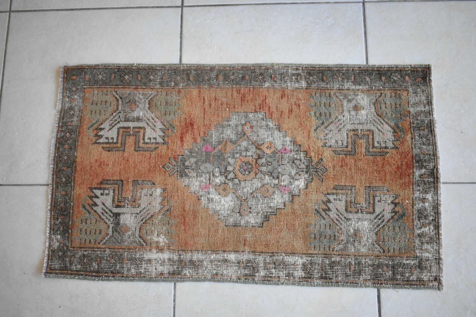Turkish Runner 2.7x1.5 ft Runner Vintage Oushak Runner Small Faded Runner Y14