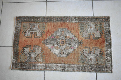 Turkish Runner 2.7x1.5 ft Runner Vintage Oushak Runner Small Faded Runner Y14
