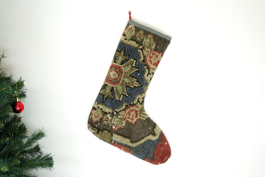 Kilim Christmas Stocking Vintage Rug Stocking Ethnic Decorative Xmas Socks S533