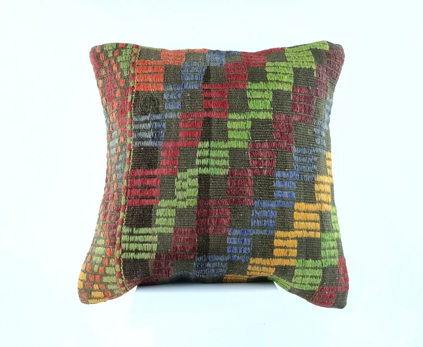 18"x18" Kilim Pillow Cover  Handmade Turkish Vintage Cushion Tribal Lumbar 2355