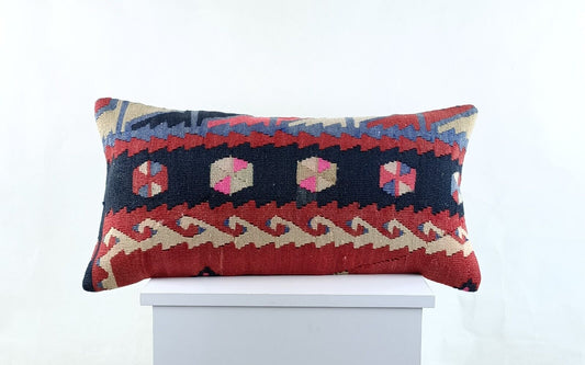 Home Decorative Handmade 12x24 Tribal Vintage Turkish Kilim Pillow Cover 2732