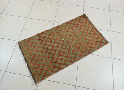 Small Turkish Runner 3.6x1.9 ft Vintage Runner Hallway Runner Handwoven Rug R36