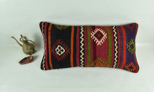 Home Decorative Handmade 12x24 Tribal Vintage Turkish Kilim Pillow Cover 2905