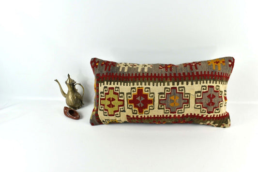 Home Decorative Handmade 12x24 Tribal Vintage Turkish Kilim Pillow Cover 3378