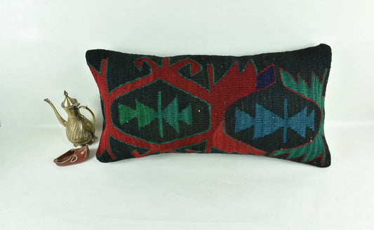 Home Decorative Handmade 12x24 Tribal Vintage Turkish Kilim Pillow Cover 2912