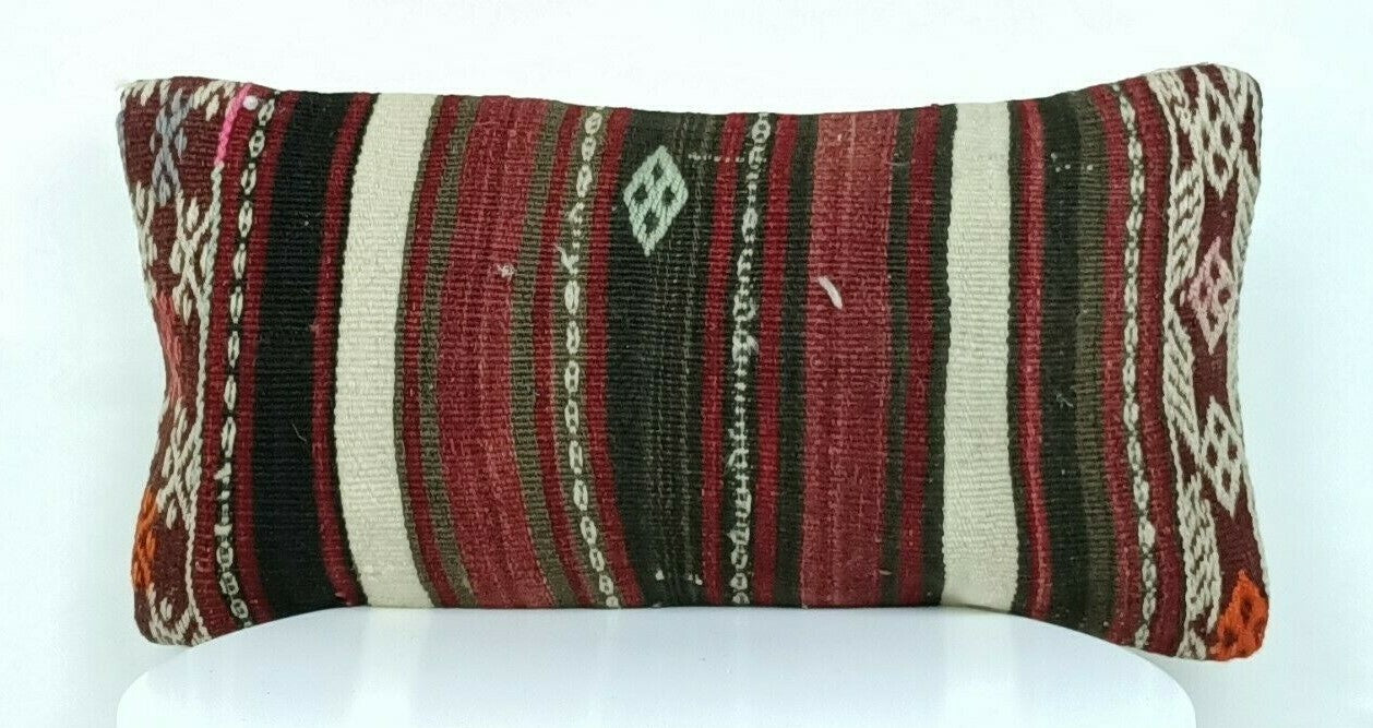 8"x16" Kilim Pillow Cover Turkish Boho Ethnic Sofa Couch Lumbar Cushion  A203