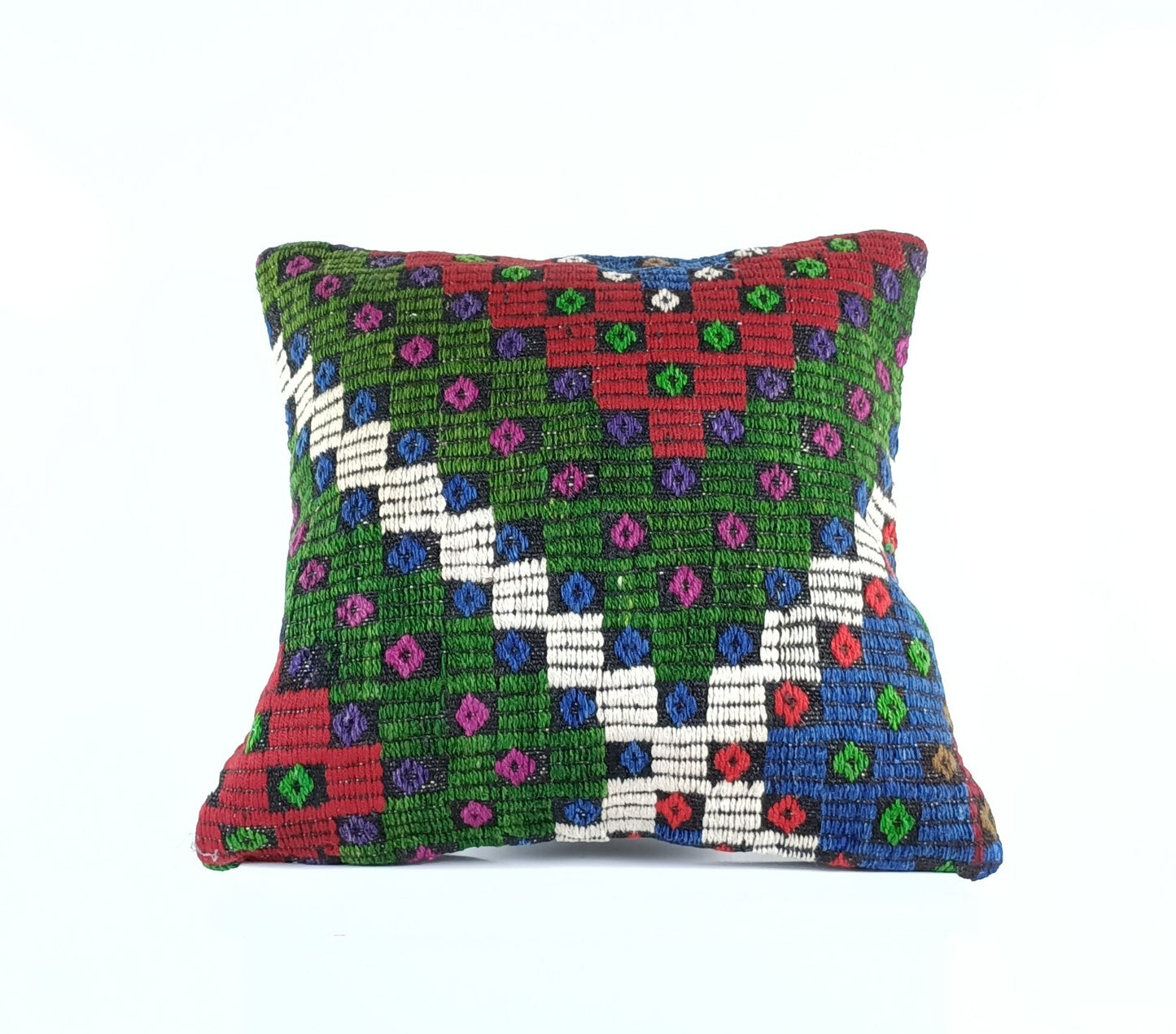 18"x18" Kilim Pillow Cover  Handmade Turkish Vintage Cushion Tribal Lumbar E1381