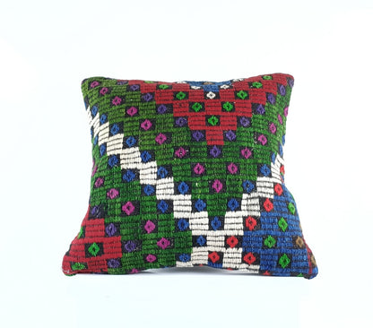 18"x18" Kilim Pillow Cover  Handmade Turkish Vintage Cushion Tribal Lumbar E1381