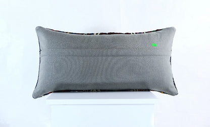 Handmade Turkish Kilim Pillow Cover 12x24 Ethnic Boho Sofa Lumbar Cushion E1006