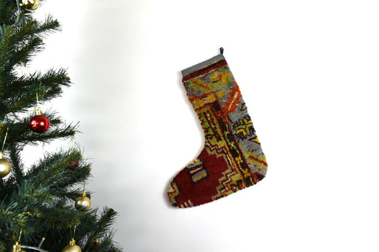 Kilim Christmas Stocking Vintage Rug Stocking Ethnic Decorative Xmas Socks S639