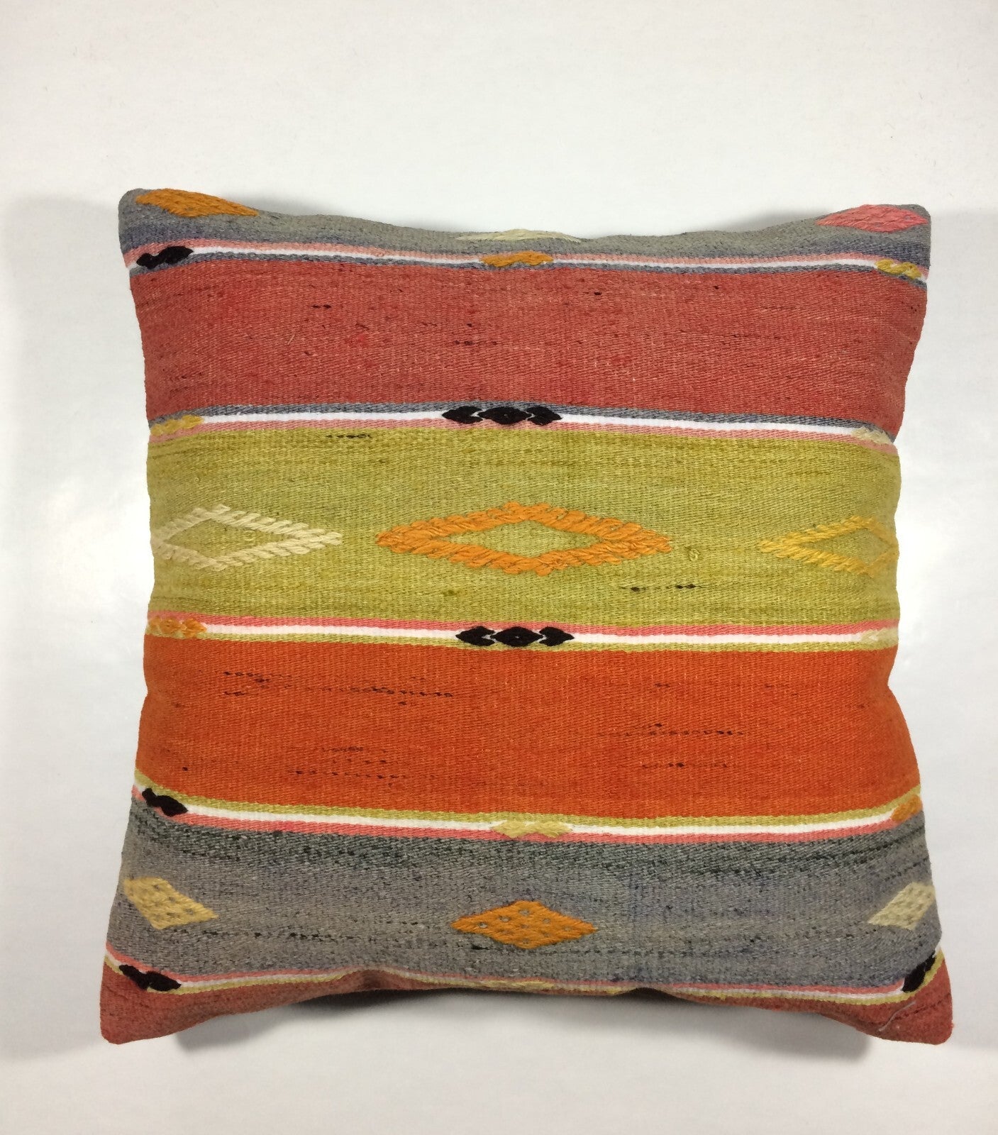 18"x18" Kilim Pillow Cover  Handmade Turkish Vintage Cushion Tribal Lumbar 728