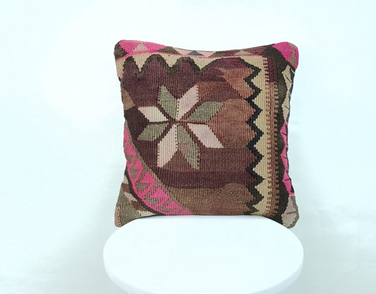 16x16 Ethnic Vintage Turkish Rug Pillow Cover Home Decorative Boho Cushion 1619