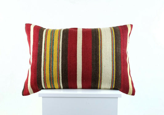 Kilim Pillow Cover 16x24 in Traditional Handmade Anatolian Lumbar Cushion A1476