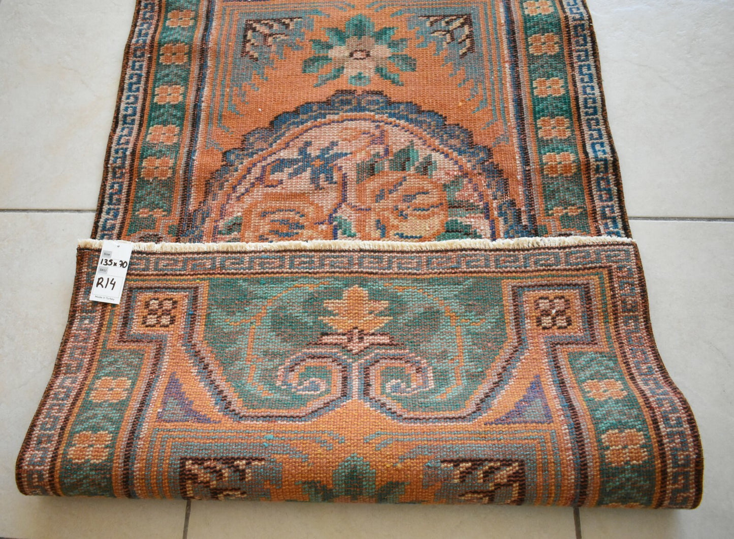 Small Turkish Runner 4.4x2.2 ft Vintage Runner Hallway Runner Handwoven Rug R14