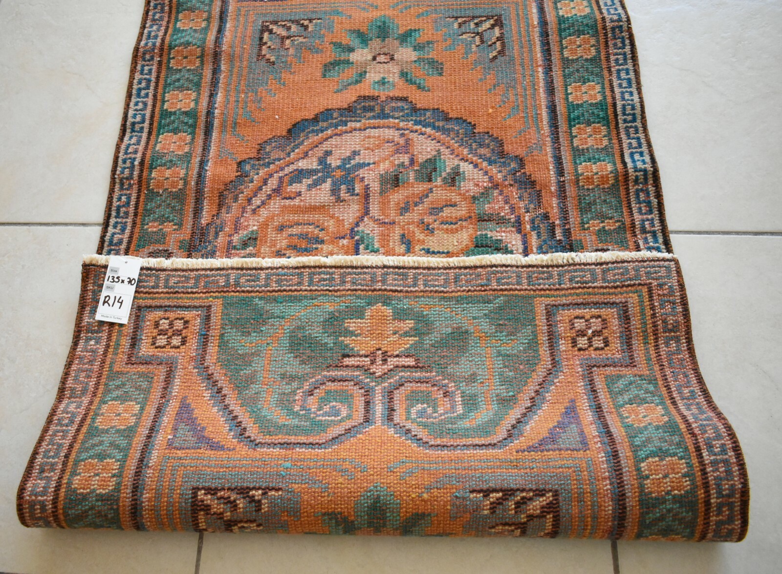 Small Turkish Runner 4.4x2.2 ft Vintage Runner Hallway Runner Handwoven Rug R14