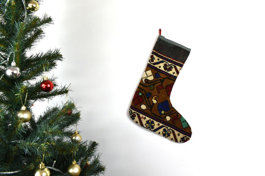 Kilim Christmas Stocking Vintage Rug Stocking Ethnic Decorative Xmas Socks S652