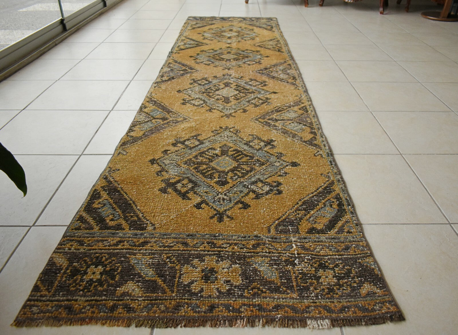 Turkish Runner Rug 11.3x2.8 ft Vintage Runner Hallway Runner Handwoven Rug R35