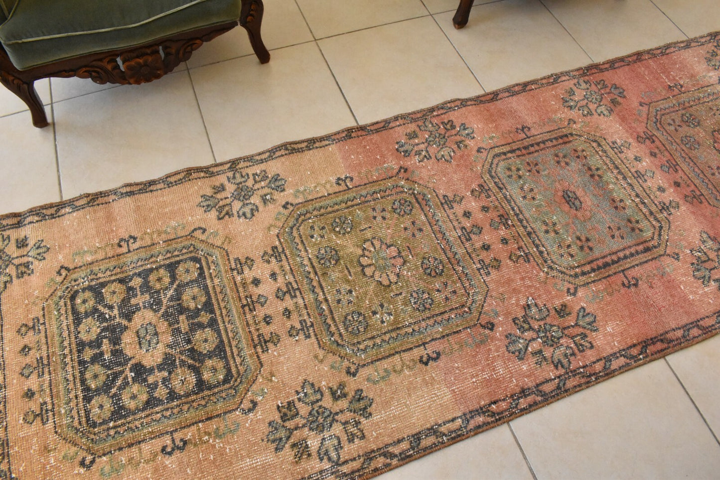 Traditional Handmade Runner Rug 3 x 11 ft Traditional Vintage Oushak Kilim C06