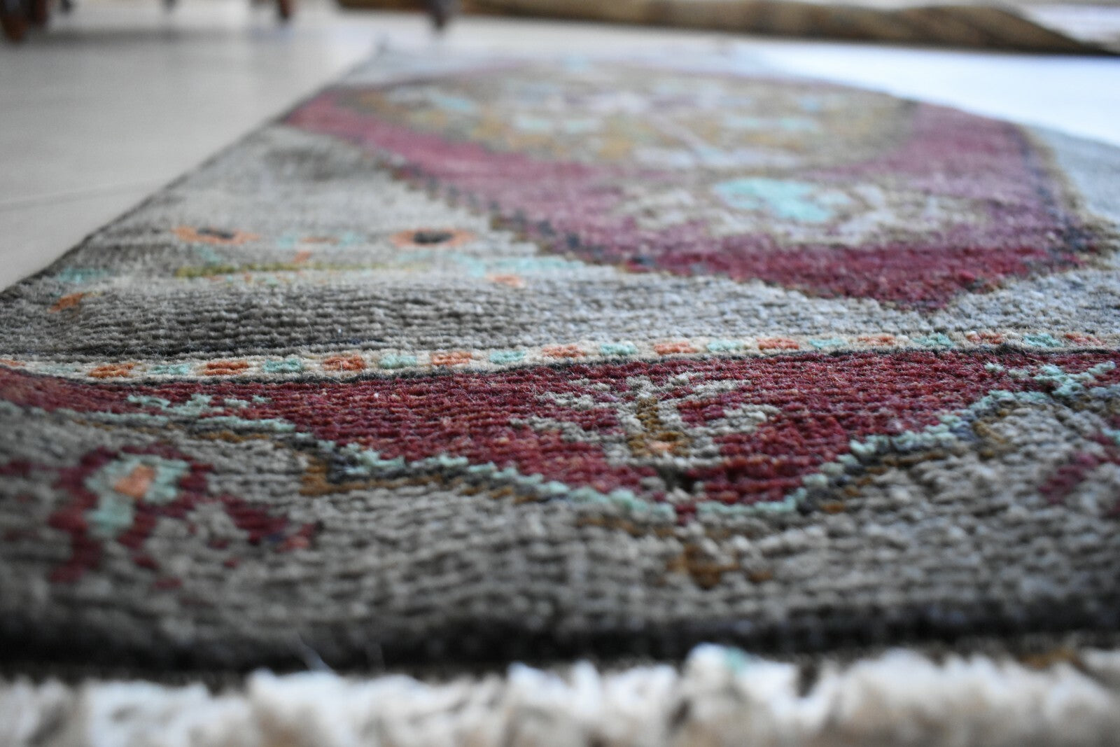 Anatolian Runner 3.7x1.4 ft Vintage Turkish Runner Oushak Runner Rug Y17