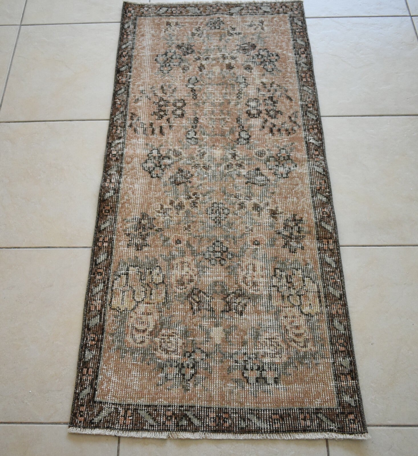 Small Turkish Runner 4.5x1.9 ft Vintage Runner Hallway Runner Handwoven Rug R15