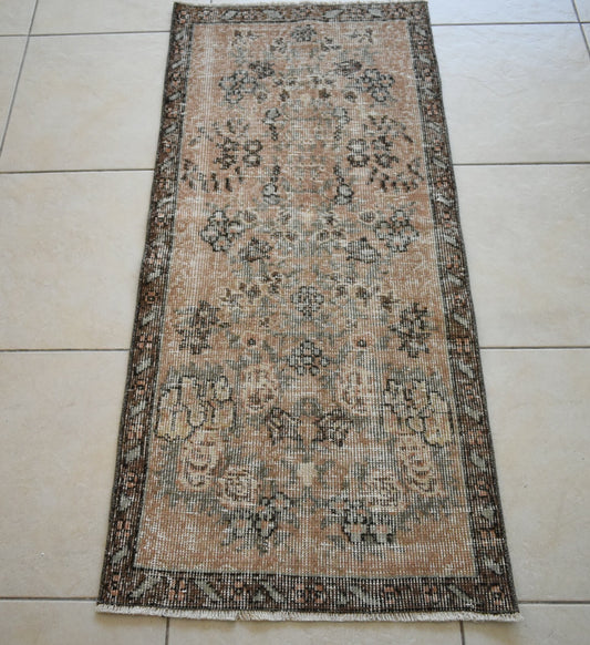 Small Turkish Runner 4.5x1.9 ft Vintage Runner Hallway Runner Handwoven Rug R15