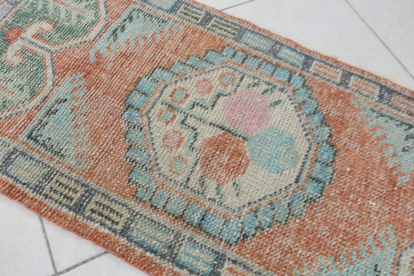 Small Turkish Runner 4x1.9 ft Vintage Runner Hallway Runner Handwoven Rug R38