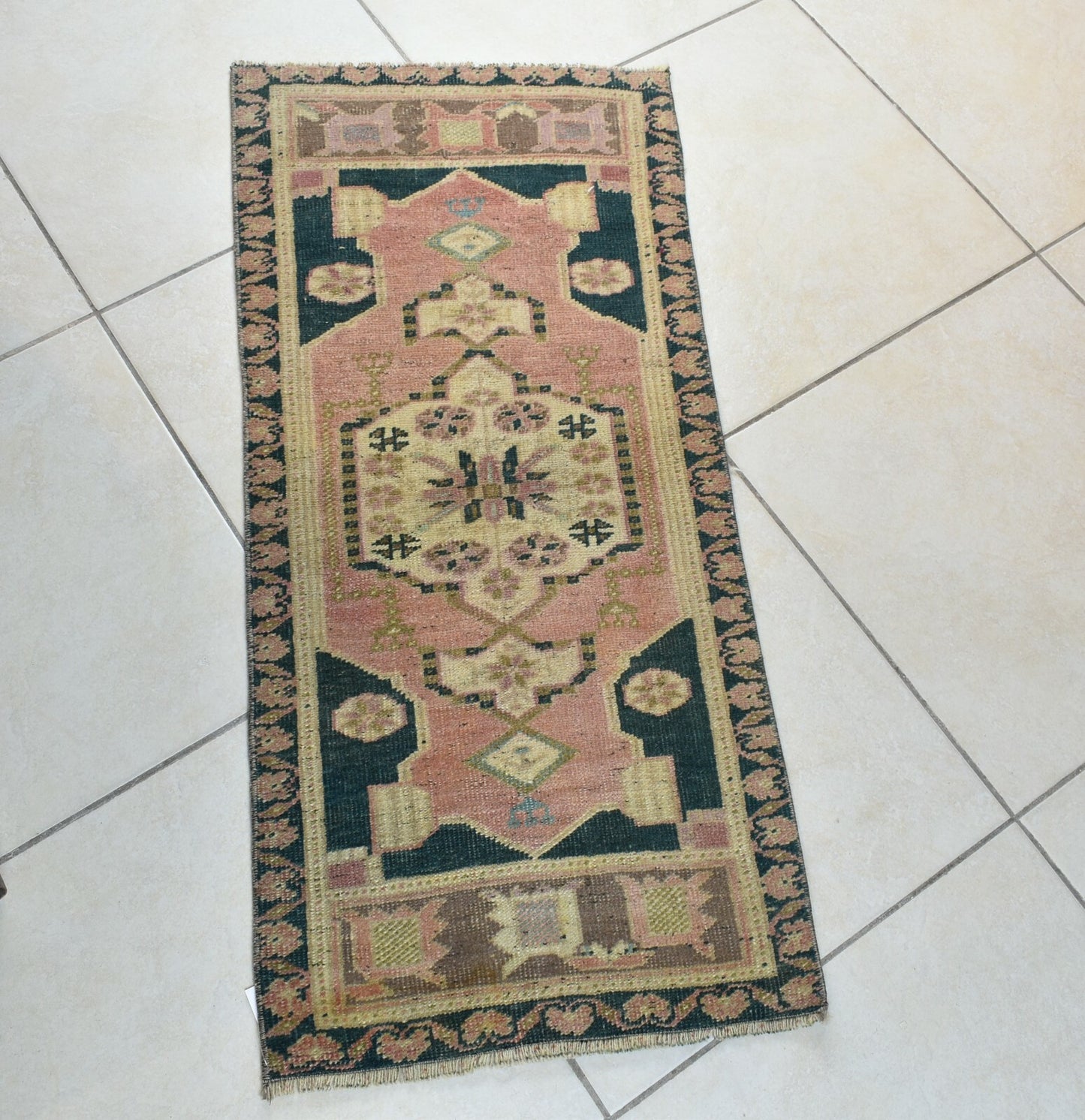 Anatolian Runner 3.2x1.4 ft Vintage Turkish Runner Oushak Runner Rug Y35