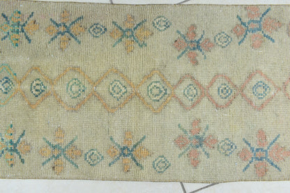 Anatolian Runner 2.5x1.3 ft Vintage Turkish Runner Oushak Runner Rug Y44