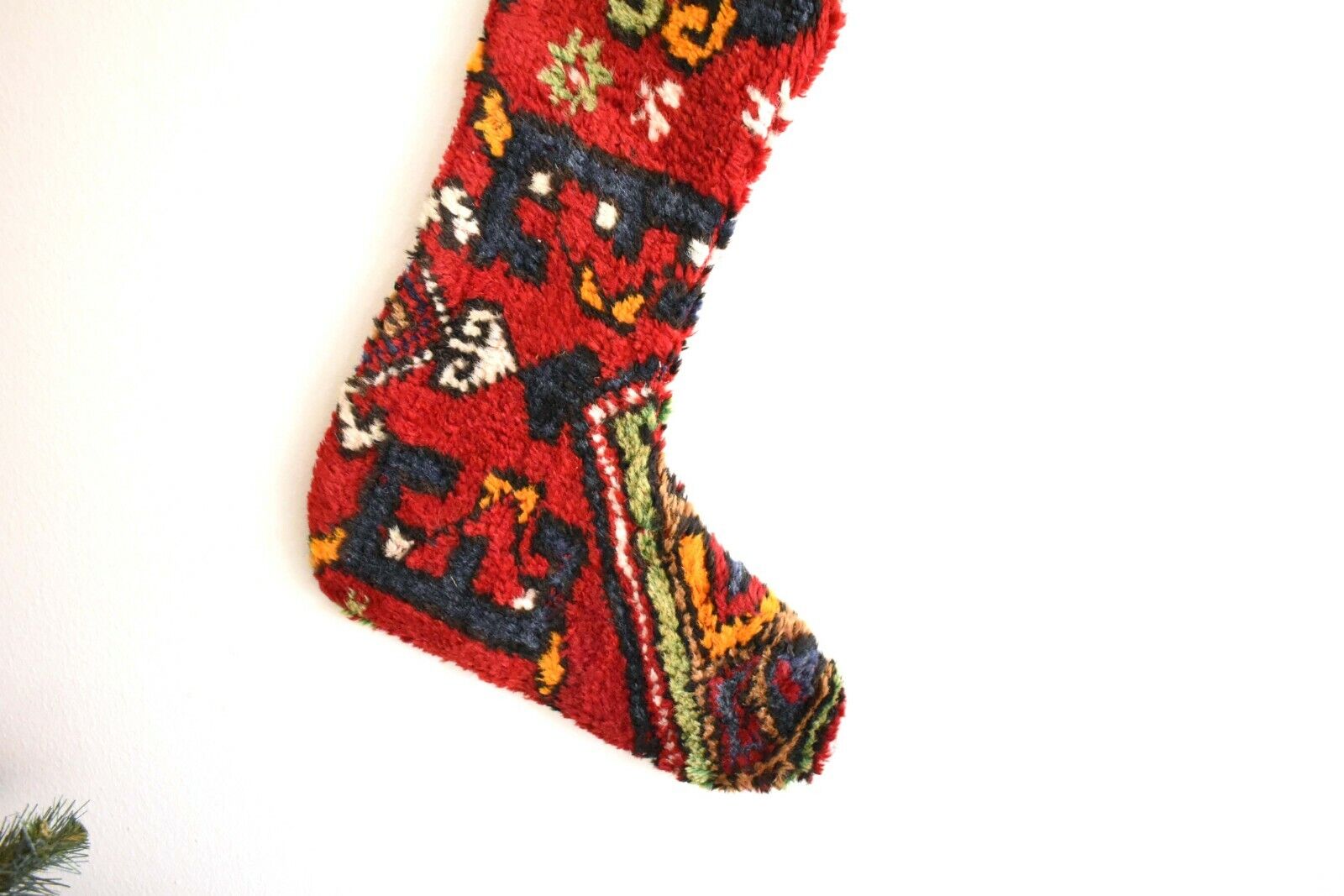 Rug Christmas Stocking Vintage Stocking Holiday Stocking Gift Stocking S282