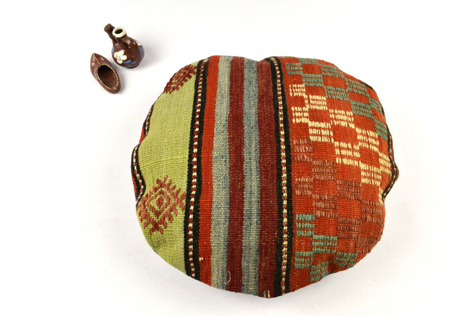 Kilim Round Pillow Cover 18" in Tribal Vintage Turkish Carpet Round Cushion 4935