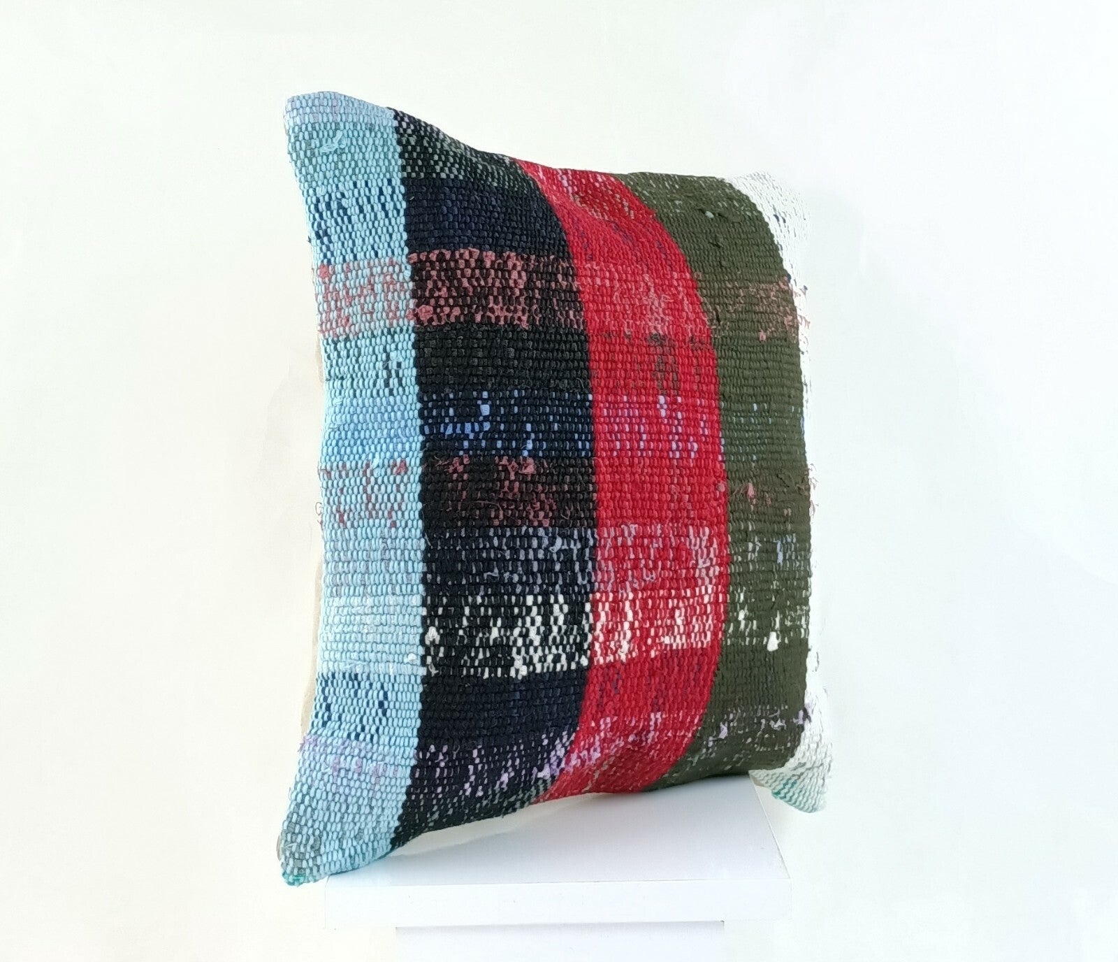 Kilim Pillow Cover 16x16 Handmade Turkish Home Decorative Wool Sofa Cushion A809