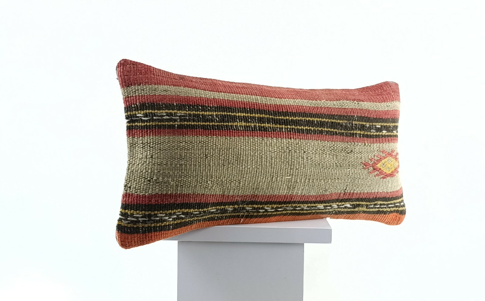 8"x16" Kilim Pillow Cover Handwoven Turkish Rug Traditional Oriental Lumbar E735
