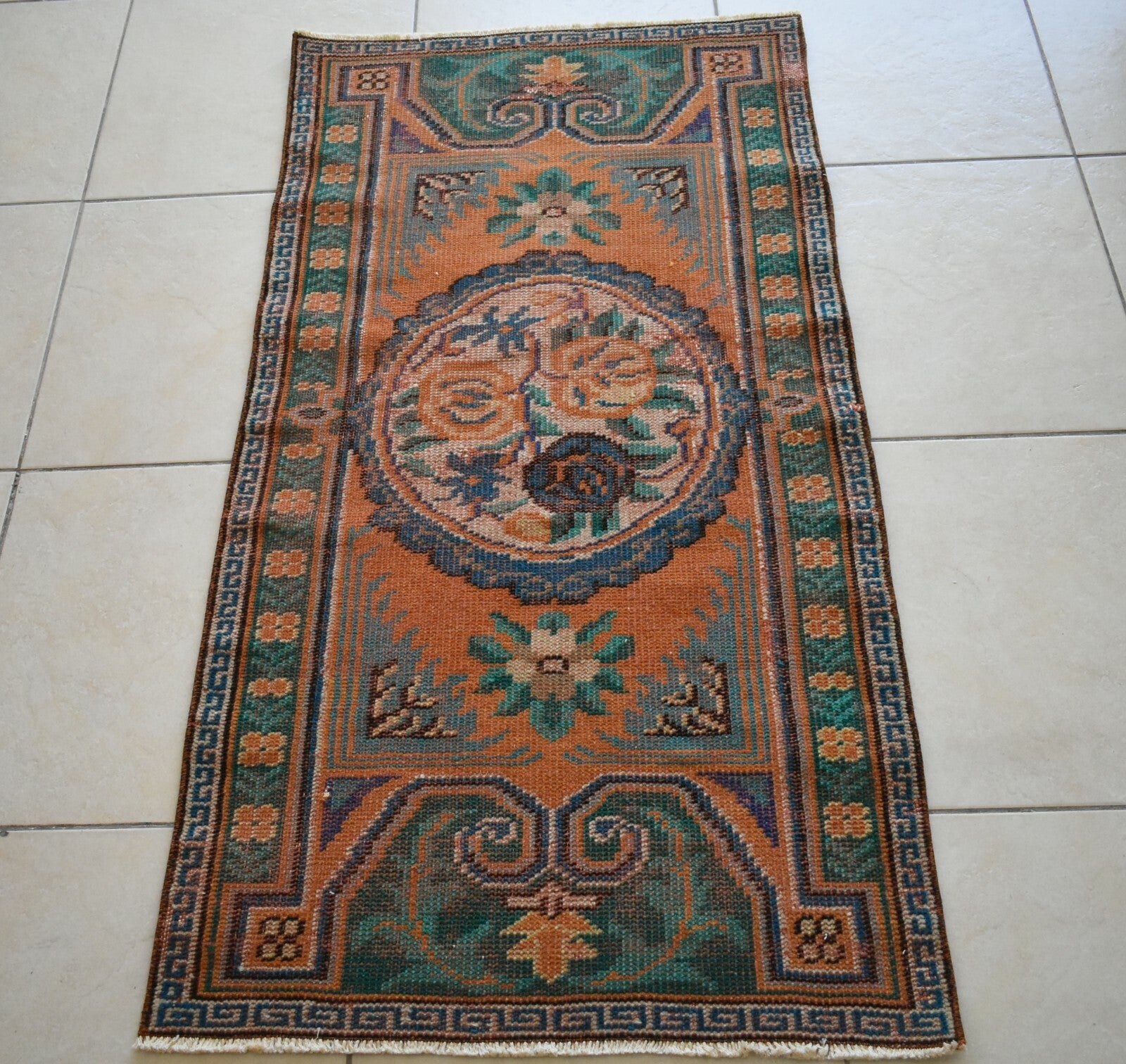 Small Turkish Runner 4.4x2.2 ft Vintage Runner Hallway Runner Handwoven Rug R14