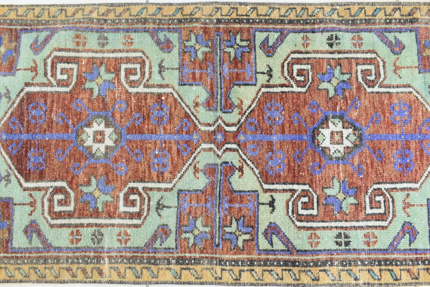 3.2x1.4 ft Anatolian Runner Small Vintage Rug Oushak Runner Mini Turkish Rug Y87