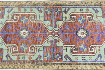 3.2x1.4 ft Anatolian Runner Small Vintage Rug Oushak Runner Mini Turkish Rug Y87