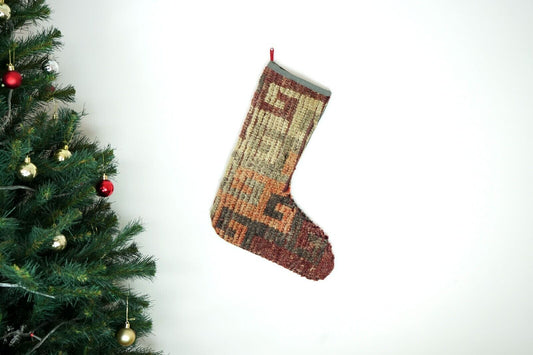 Kilim Christmas Stocking Vintage Rug Stocking Ethnic Decorative Xmas Socks S485