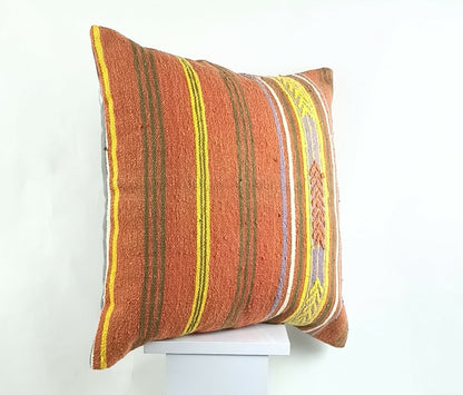 Kilim Pillow Cover 20x20 Home Decorative Handmade Ethnic Oushak Rug Pillow A1218