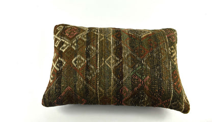 Kilim Pillow Cover 16x24 Tribal Vintage Turkish Carpet Lumbar Pillow Cover 3919