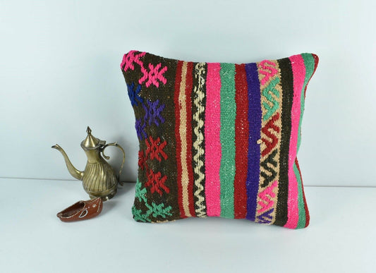 Kilim Pillow Cover 14x14 Vintage Home Decorative Sofa Couch Cushion A1735