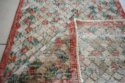 Small Turkish Runner 4.8x2 ft Vintage Runner Hallway Runner Handwoven Runner R13