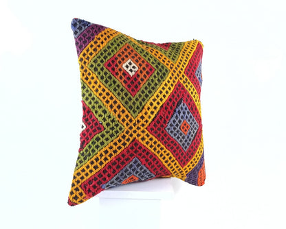 18"x18" Kilim Pillow Cover  Handmade Turkish Vintage Cushion Tribal Lumbar 1819