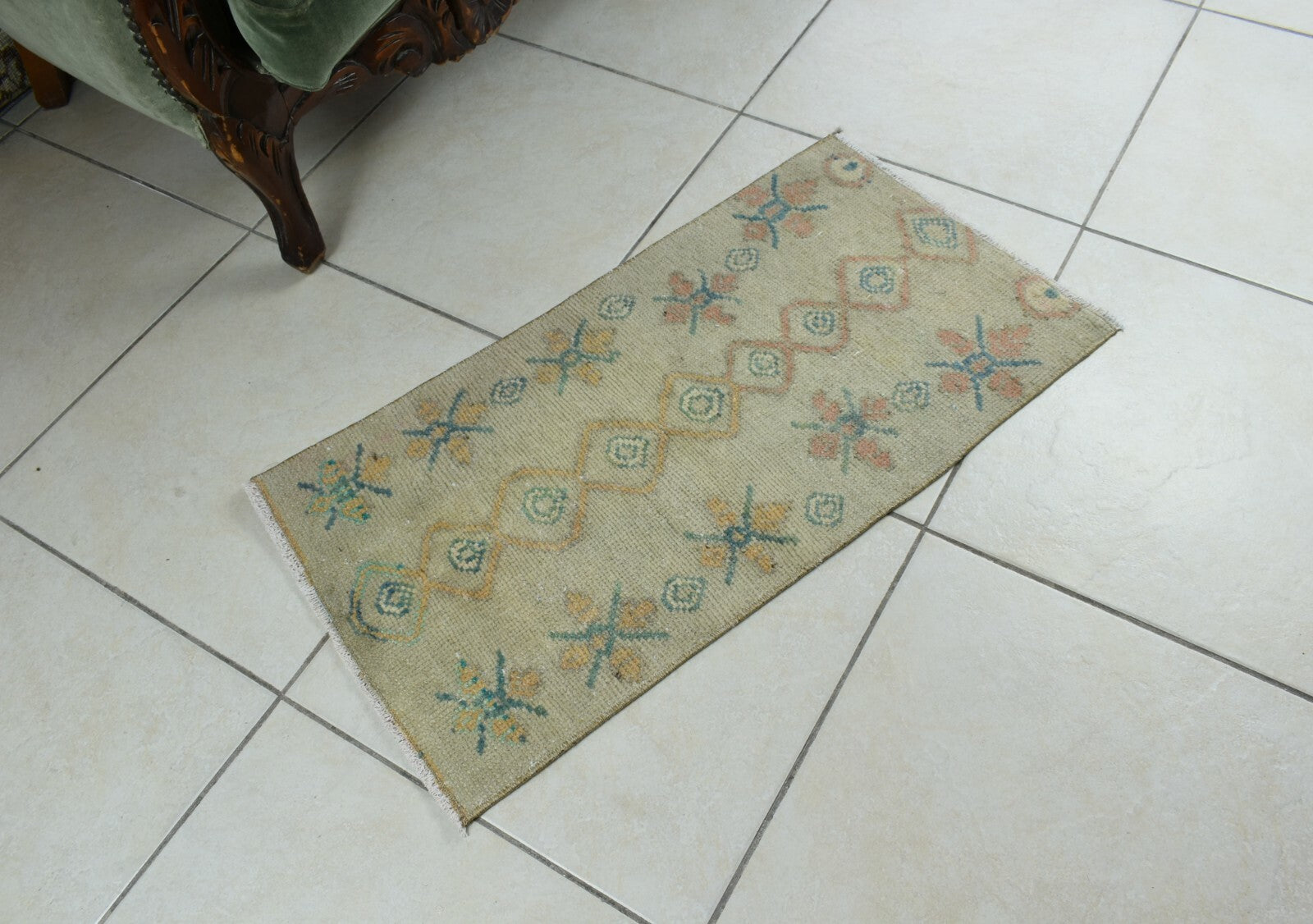 Anatolian Runner 2.5x1.3 ft Vintage Turkish Runner Oushak Runner Rug Y44