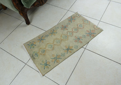 Anatolian Runner 2.5x1.3 ft Vintage Turkish Runner Oushak Runner Rug Y44