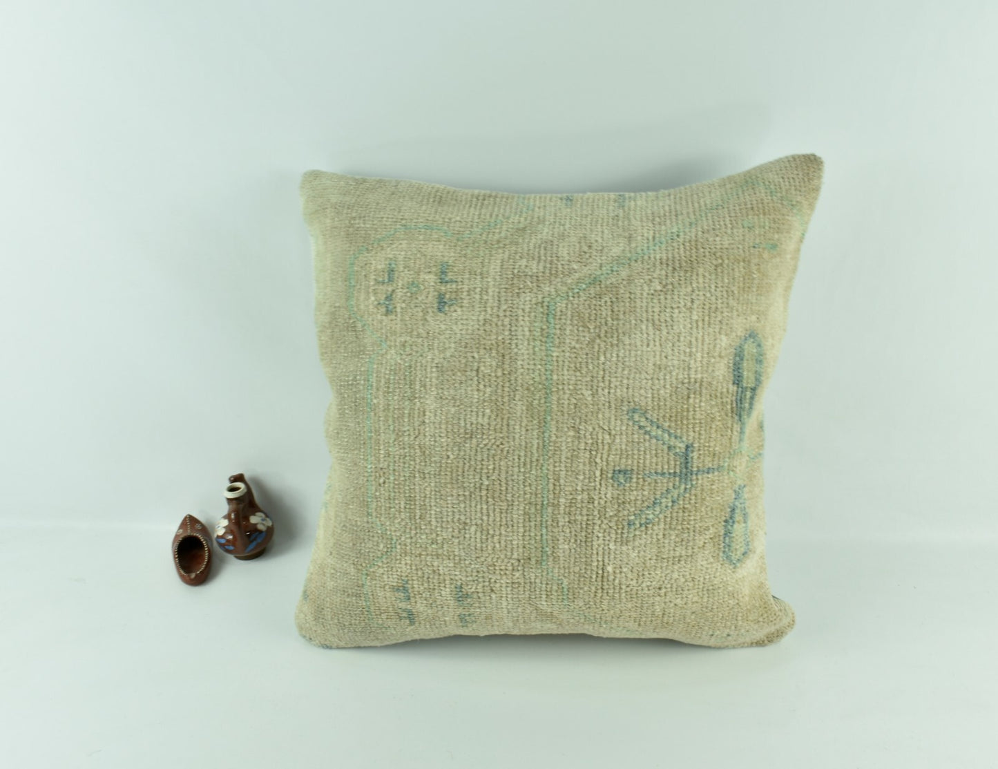 Oushak Kilim Pillow Cover 20x20 Handknotten Vintage Sofa Cushion Cover A2781