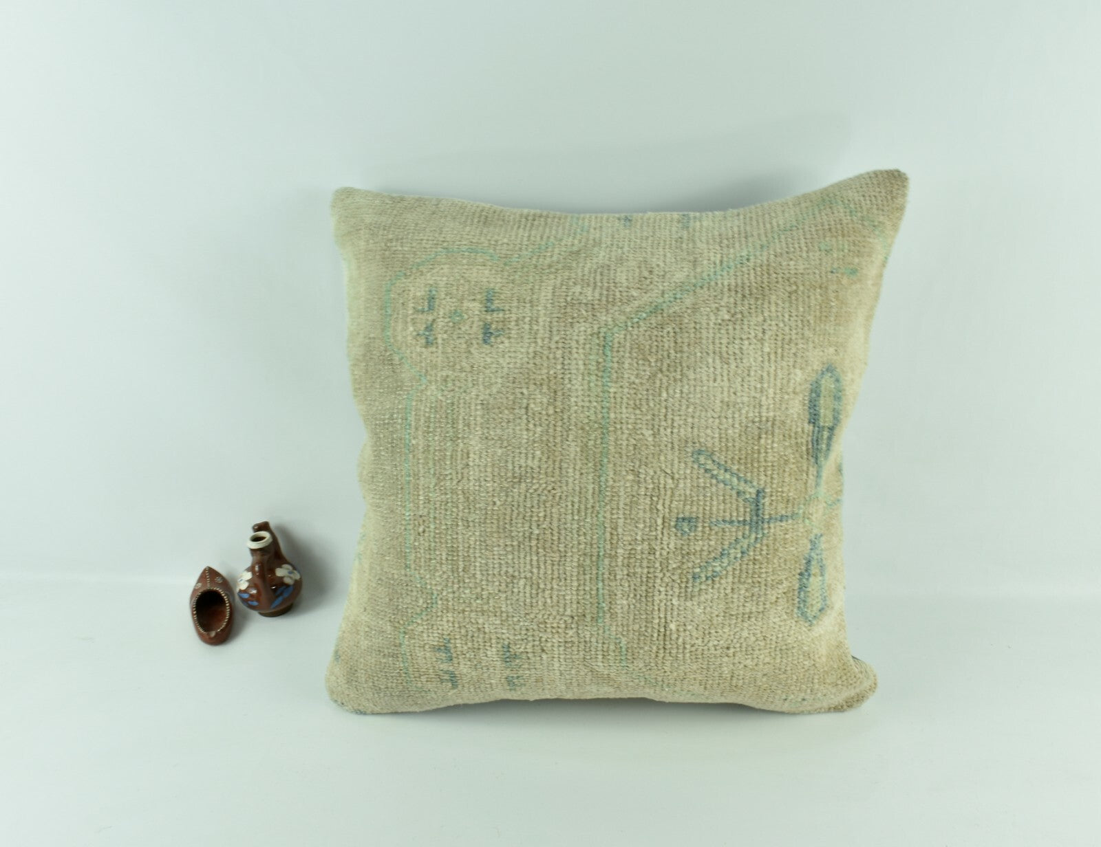 Oushak Kilim Pillow Cover 20x20 Handknotten Vintage Sofa Cushion Cover A2781