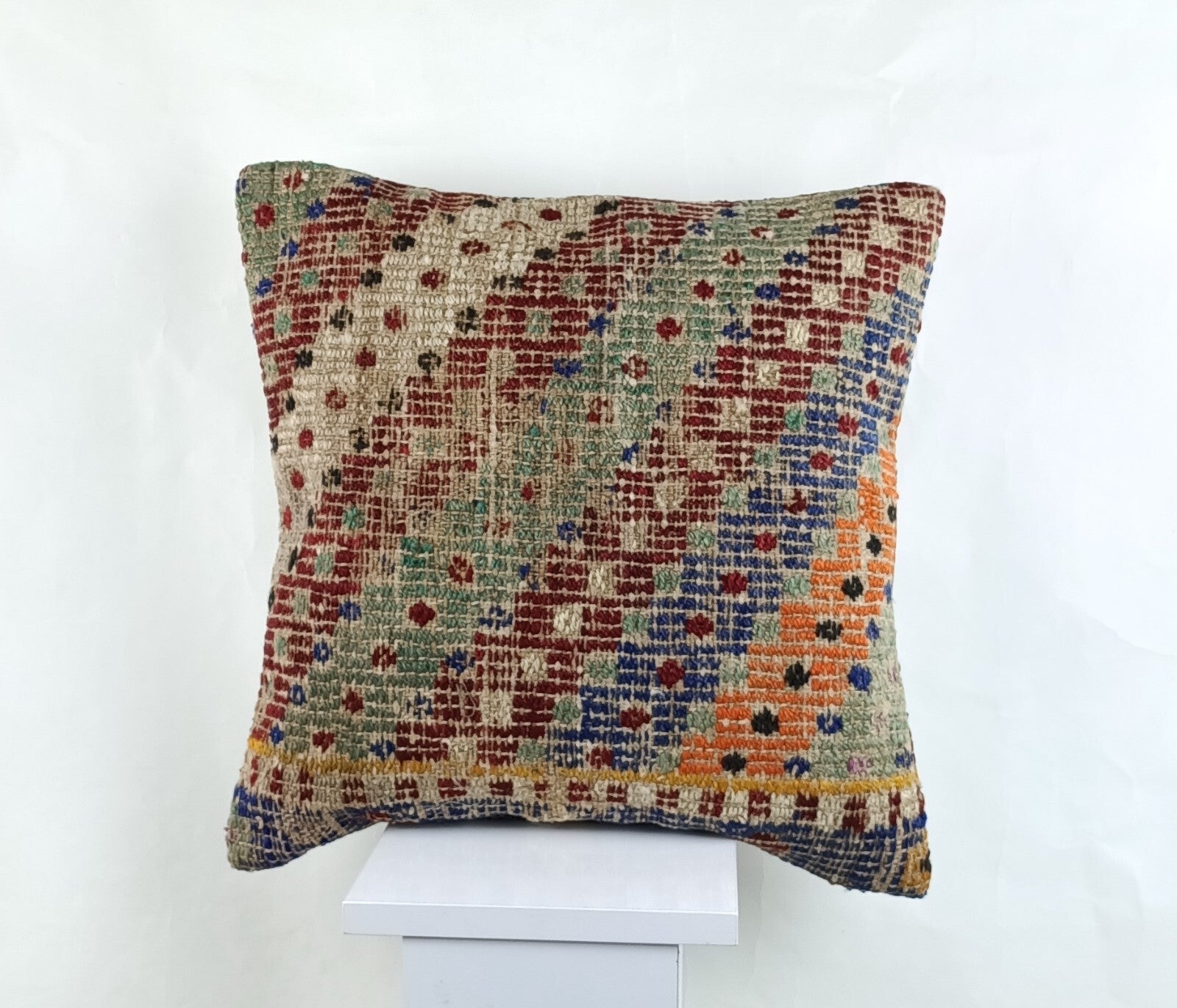 18"x18" Kilim Pillow Cover  Handmade Turkish Vintage Cushion Tribal Lumbar 2642