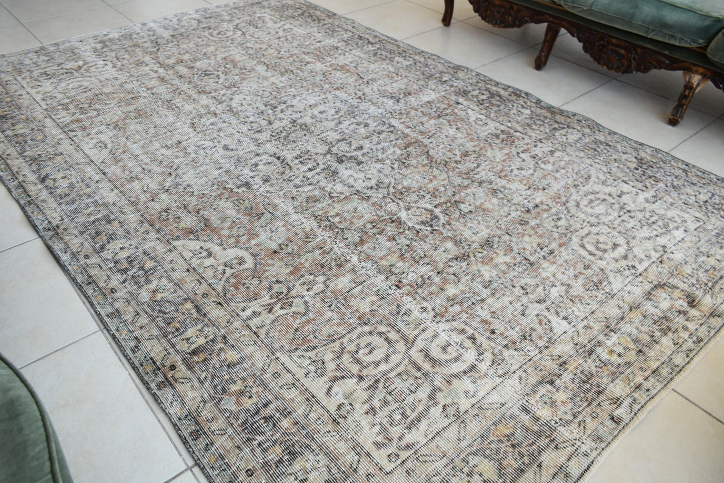 Large Turkish Rug 8.7x5.5 ft Vintage Rug Faded Oushak Rug Living Room Carpet B19