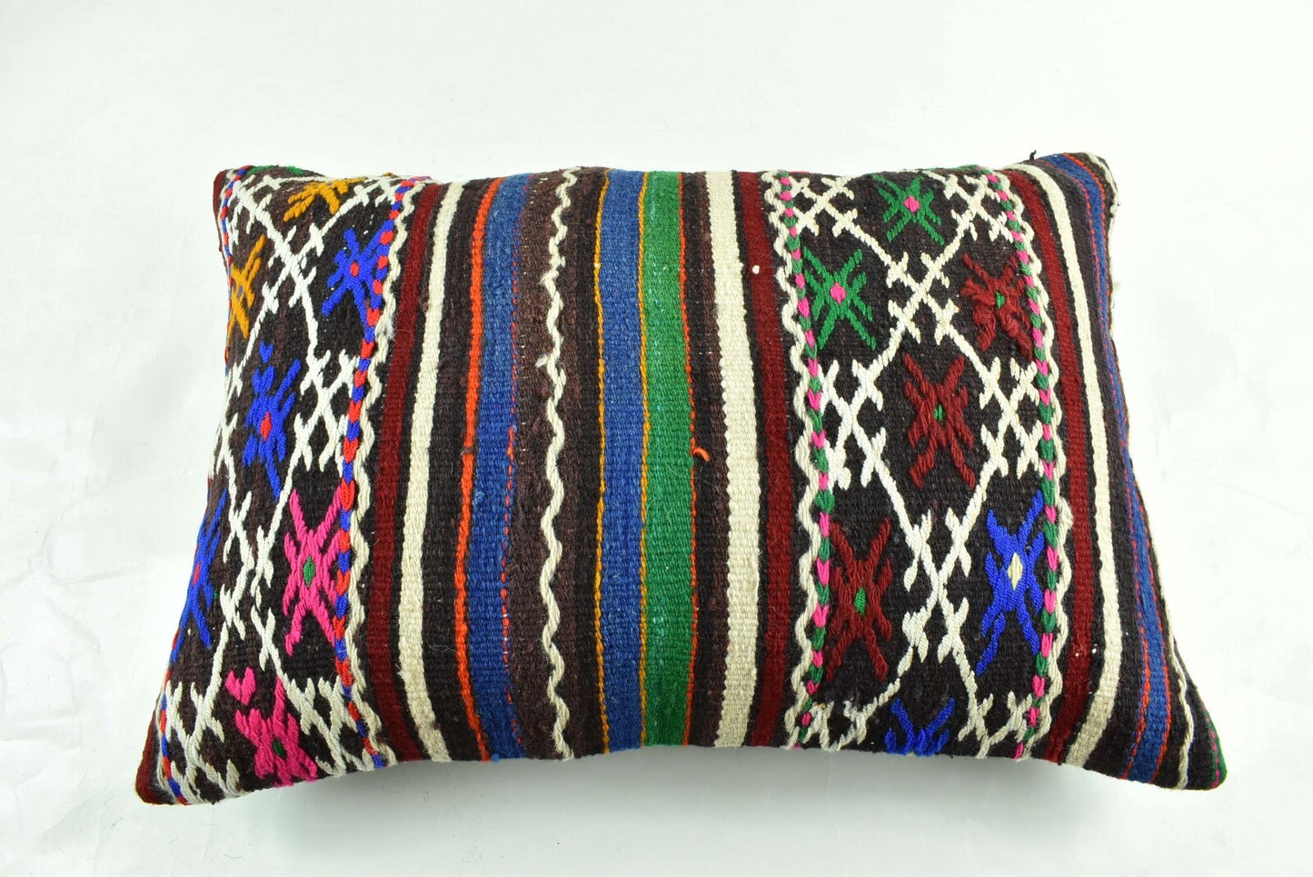 Kilim Pillow Cover 16x24 Tribal Vintage Turkish Carpet Lumbar Pillow Cover 3103