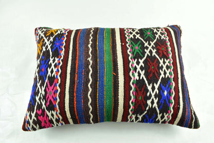 Kilim Pillow Cover 16x24 Tribal Vintage Turkish Carpet Lumbar Pillow Cover 3103